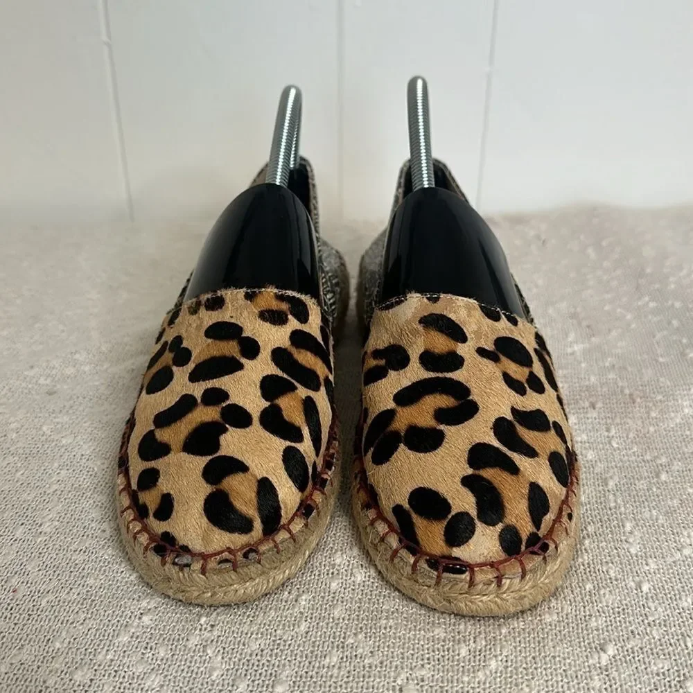 SOFT SURROUNDINGS Nissa Leopard Animal Print Espadrille Shoes Slip On Loafers 7